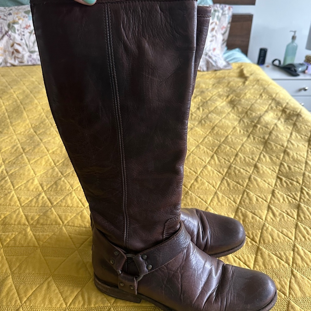 Frye Phillip Harness Tall Washed Leather Riding Boot 76850 (wide calf)